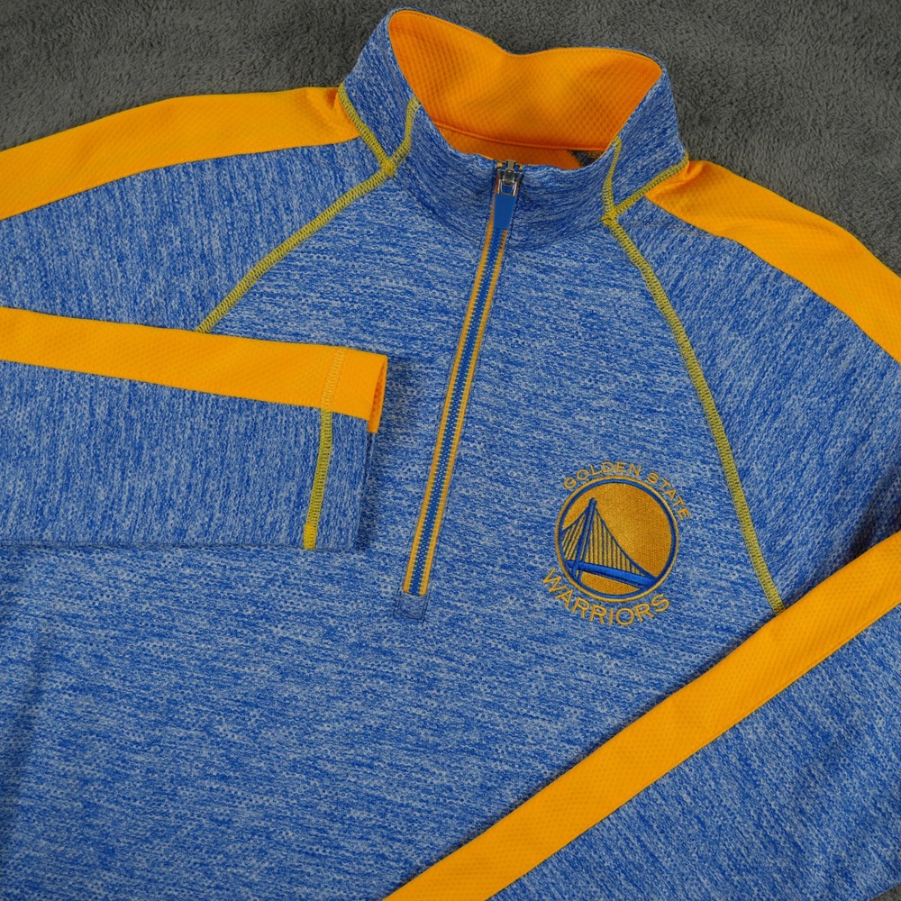 Golden State Warriors Quarter Zip Mens S Antigua Pullover Blue Yellow NBA Basket